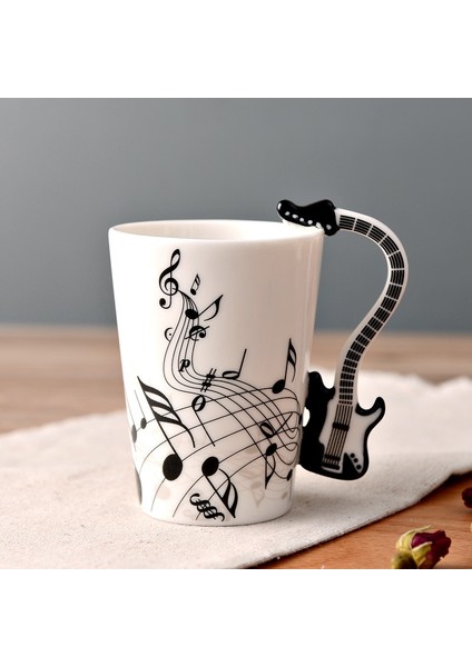 Keman 01 250 ml Yenilik Müzik Notu Fincan Seramik Gitar Kahve Kupalar Kişilik Çay/süt/meyve Suyu/limonlu Su Şişesi Noel Doğum Günü Hediyesi (Yurt Dışından)