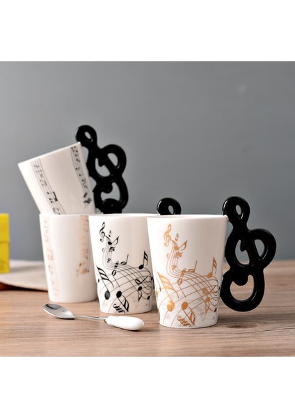 Keman 01 250 ml Yenilik Müzik Notu Fincan Seramik Gitar Kahve Kupalar Kişilik Çay/süt/meyve Suyu/limonlu Su Şişesi Noel Doğum Günü Hediyesi (Yurt Dışından)