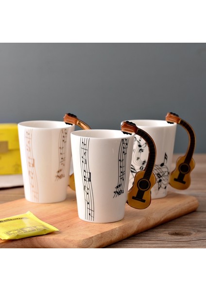 Keman 01 250 ml Yenilik Müzik Notu Fincan Seramik Gitar Kahve Kupalar Kişilik Çay/süt/meyve Suyu/limonlu Su Şişesi Noel Doğum Günü Hediyesi (Yurt Dışından)