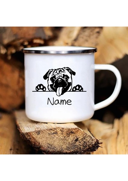 -A015WH-8 Kişiselleştirilmiş Evcil Hayvanlar Emaye Kupa Özel Köpek Adı Kahve Içecekleri Tatlı Süt Bardak Kolu Drinkware Kamp Kupalar Köpek Severler Için Hediyeler (Yurt Dışından)