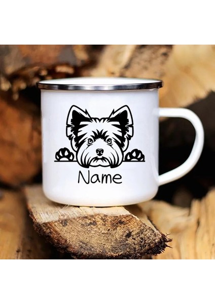 -A015WH-8 Kişiselleştirilmiş Evcil Hayvanlar Emaye Kupa Özel Köpek Adı Kahve Içecekleri Tatlı Süt Bardak Kolu Drinkware Kamp Kupalar Köpek Severler Için Hediyeler (Yurt Dışından)