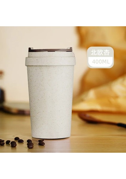 Iskandinav Mavi 400 ml Yaratıcı Trend Çift Yalıtımlı Buğday Samanı Süt Çay Kahve Ofis Beyaz Yaka Hediye Fincan (Yurt Dışından)