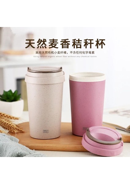 Iskandinav Mavi 400 ml Yaratıcı Trend Çift Yalıtımlı Buğday Samanı Süt Çay Kahve Ofis Beyaz Yaka Hediye Fincan (Yurt Dışından)