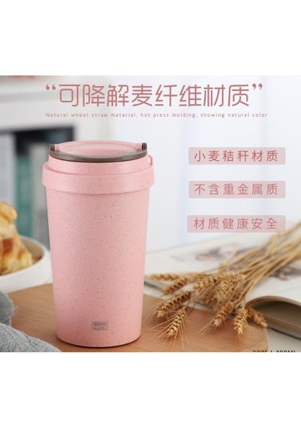 Iskandinav Mavi 400 ml Yaratıcı Trend Çift Yalıtımlı Buğday Samanı Süt Çay Kahve Ofis Beyaz Yaka Hediye Fincan (Yurt Dışından)