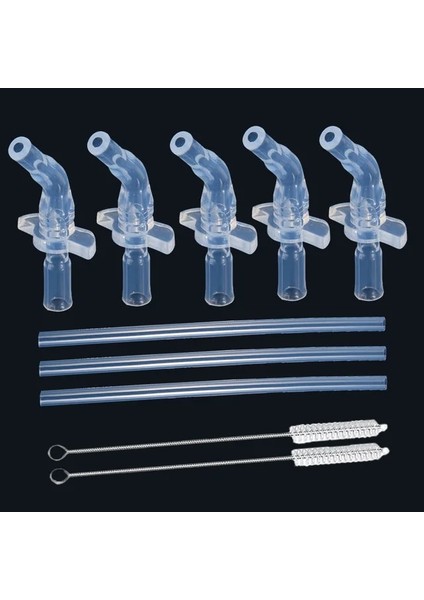 No.1 3 Yedek Silikon Pipet 5 Damlatmaz Borulu Set 2 Temizleme Fırçası ile Çocuklar Yetişkinler Için Termos Bardak Biberonlar (Yurt Dışından)