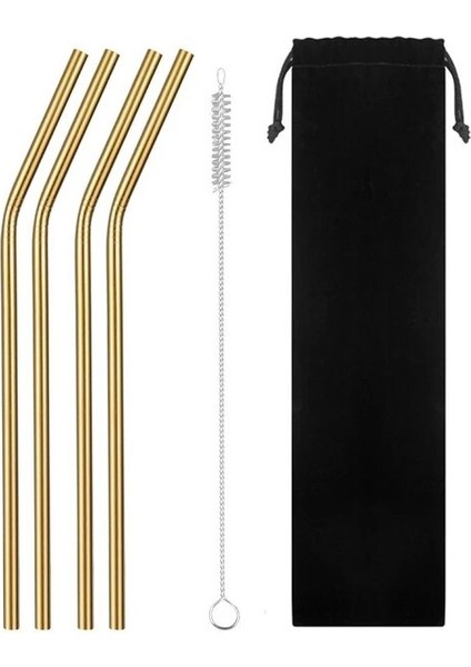 Altın E Mutfak Aksesuarları Gadget Yeniden Kullanılabilir 304 Paslanmaz Çelik Pipet Metal Içecekler Bardak Pipet Temiz Fırça ile Cozinha Criativa (Yurt Dışından)