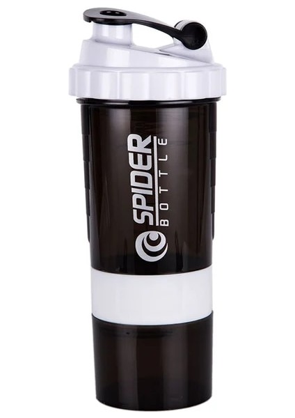 Beyaz 3 Katlı Shaker Protein Şişesi Toz Shake Kupası Büyük Kapasiteli Su Şişesi Plastik Karıştırma Kabı Vücut Geliştirme Spor Şişe (Yurt Dışından)