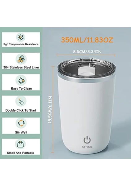 Yeşil 350 ml USB Şarj Edilebilir Otomatik Kendini Karıştıran Manyetik Kupa Paslanmaz Çelik Kahve Süt Karıştırma Fincan Blender Akıllı Mikser Su Şişesi (Yurt Dışından)