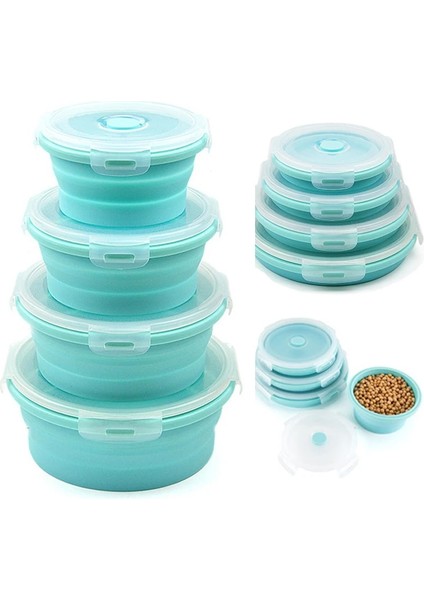 800 ml Pembe Yuvarlak Silikon Katlanır Öğle Yemeği Kutusu Seti Mikrodalga Gıda Konteyner Bento Kutusu Piknik Kamp Için Açık Meyve Salatası Saklama Kutuları (Yurt Dışından)