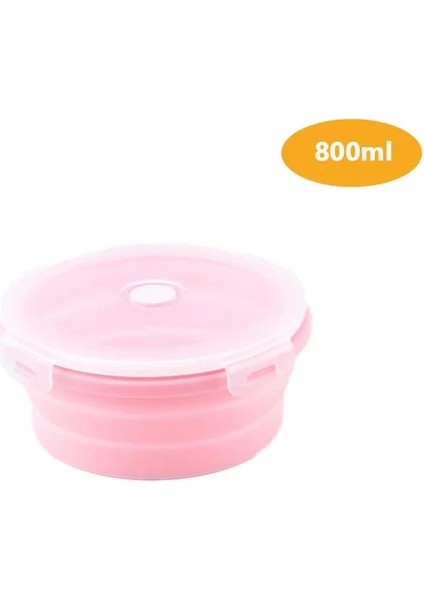 800 ml Pembe Yuvarlak Silikon Katlanır Öğle Yemeği Kutusu Seti Mikrodalga Gıda Konteyner Bento Kutusu Piknik Kamp Için Açık Meyve Salatası Saklama Kutuları (Yurt Dışından) fiyatları