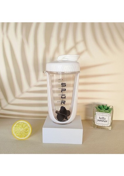 Beyaz 600 ml Blender Shaker Şişe Paslanmaz Çırpma Topu ile Bpa Ücretsiz Plastik Protein Sallar Toz Spor Salonu Spor Egzersiz Için Sızdırmaz (Yurt Dışından)