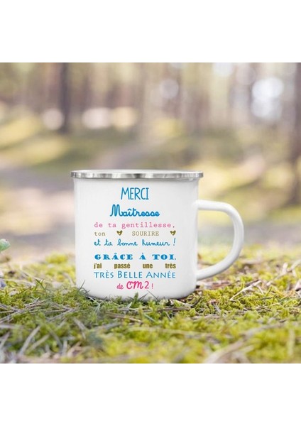 UXH216235-A015WH-8 360ML Merci Maitre & Maitresse Baskılı Emaye Kupa Yaratıcı Kahve Fincanları Içecek Tatlı Süt Kupası Kupalar Kolu Drinkware Öğretmen Için Hediyeler (Yurt Dışından)