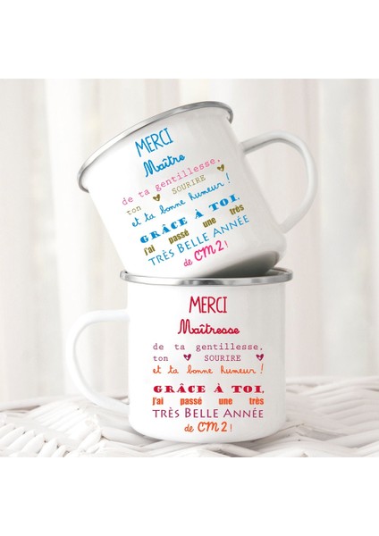 UXH216235-A015WH-8 360ML Merci Maitre & Maitresse Baskılı Emaye Kupa Yaratıcı Kahve Fincanları Içecek Tatlı Süt Kupası Kupalar Kolu Drinkware Öğretmen Için Hediyeler (Yurt Dışından)