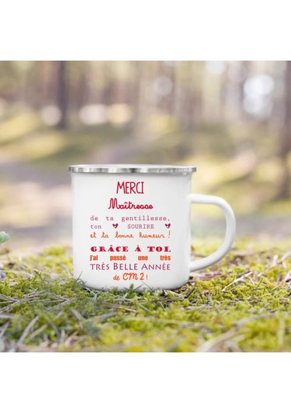 UXH216235-A015WH-8 360ML Merci Maitre & Maitresse Baskılı Emaye Kupa Yaratıcı Kahve Fincanları Içecek Tatlı Süt Kupası Kupalar Kolu Drinkware Öğretmen Için Hediyeler (Yurt Dışından)