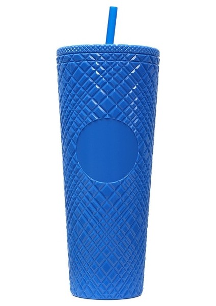 04 710 ml Elmas Radyant Kahve Kapaklı Fincan ve Saman Su Kupa Bardak Bardak Çift Katmanlı Plastik Kahve Kupa Büyük Kapasiteli (Yurt Dışından)