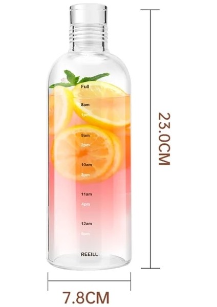 750ML 500-750ML 750ML Büyük Kapasiteli Cam Su Şişesi Zaman Işaretleyici ile Su Içmek Için Kapak Şeffaf Süt Suyu Basit Bardak Doğum Günü Hediyesi (Yurt Dışından)