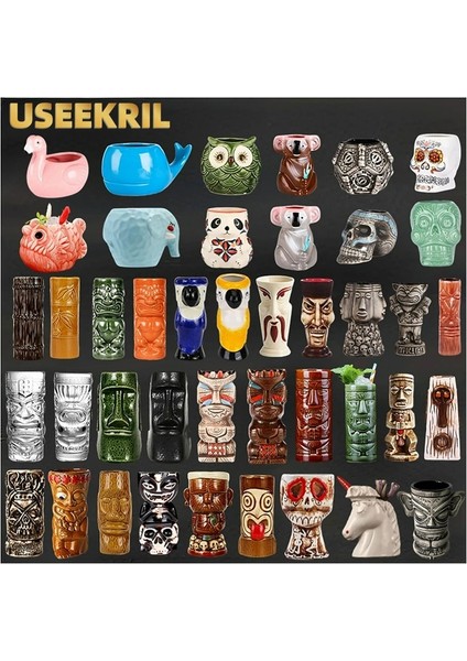 A2 520ML 250-750ML Tiki Kupa Hawaii Kokteyl Bardak Yaratıcı Seramik Komik Fincan Tiki Kupalar Bira Içecek Kupa Şarap Kupası Bar Araçları Arkadaşlar Için Hediye (Yurt Dışından)