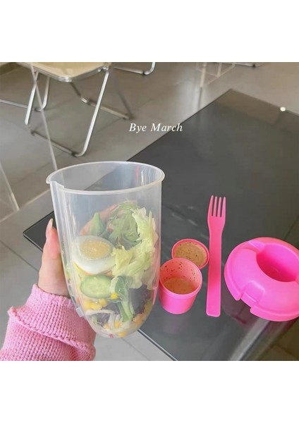 Mavi 1 Adet Şişe Salata Kabı 1000 ml Sağlıklı Kahvaltı Salata Bardağı Çatal Mason Fincan Yoğurt Bardağı Süt Gıda Su Şişesi Kabı (Yurt Dışından) modelleri