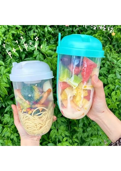 Mavi 1 Adet Şişe Salata Kabı 1000 ml Sağlıklı Kahvaltı Salata Bardağı Çatal Mason Fincan Yoğurt Bardağı Süt Gıda Su Şişesi Kabı (Yurt Dışından) indirimleri