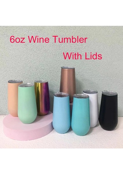 J 6oz Klasik Şarap Tumbler 6oz Paslanmaz Çelik Bardak Kahve Süt Kupa Içme Bardağı Vakum Yalıtımlı Kupalar Noel Hediyesi (Yurt Dışından)