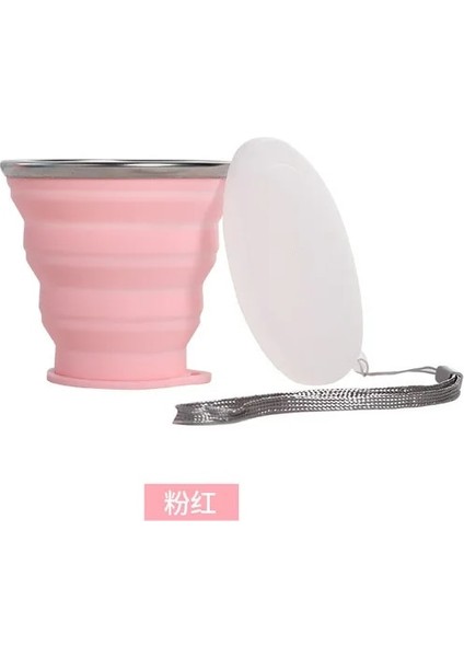 Pembe 250ML 350ML Seyahat Fincan Paslanmaz Çelik Silikon Geri Çekilebilir Katlanır Bardak Teleskopik Katlanabilir Kahve Fincanları Açık Spor Su Bardağı (Yurt Dışından)