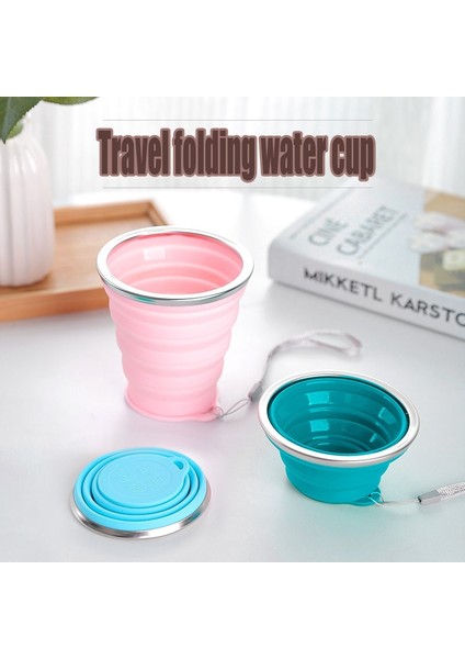 Pembe 250ML 350ML Seyahat Fincan Paslanmaz Çelik Silikon Geri Çekilebilir Katlanır Bardak Teleskopik Katlanabilir Kahve Fincanları Açık Spor Su Bardağı (Yurt Dışından)