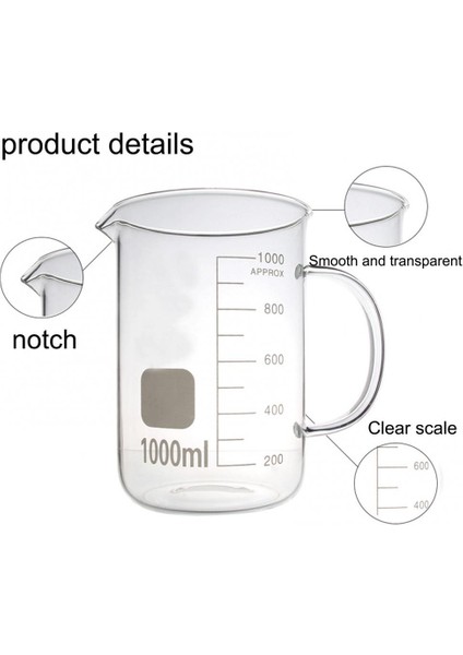 250 ml 50/100/250/500/1000 ml Mutfak Laboratuvar Camı Ölçüm Kabı Şişe Büyük Kapasiteli Yüksek Sıcaklığa Dayanıklı Cam Ölçekli Beher (Yurt Dışından) fiyatları