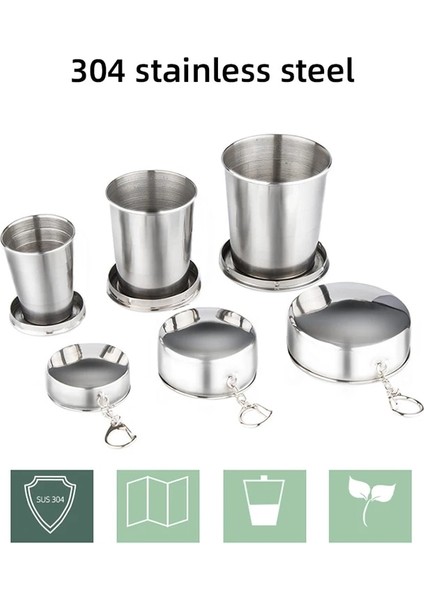 150 ml Paslanmaz Çelik Teleskopik Kahve Şarap Bardağı Katlanabilir Katlanır Bardak Açık Kamp Seyahat Yürüyüş Dable 75 ML/150 ML/250 ml (Yurt Dışından)