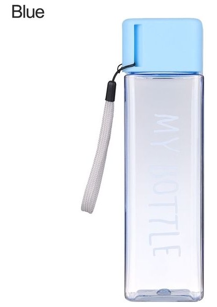Mavi 480 ml Şeffaf 1 Adet 480 ml Şeffaf Kare Plastik Mat Su Bardağı Açık Soğuk Meyve Suyu Su Sporları Fincan Taşınabilir Süt Halat Su Şişesi (Yurt Dışından)