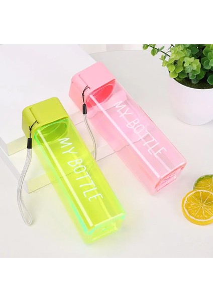 Mavi 480 ml Şeffaf 1 Adet 480 ml Şeffaf Kare Plastik Mat Su Bardağı Açık Soğuk Meyve Suyu Su Sporları Fincan Taşınabilir Süt Halat Su Şişesi (Yurt Dışından)