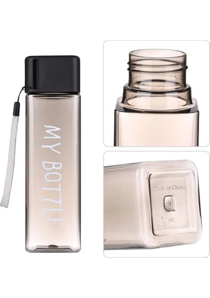 Mavi 480 ml Şeffaf 1 Adet 480 ml Şeffaf Kare Plastik Mat Su Bardağı Açık Soğuk Meyve Suyu Su Sporları Fincan Taşınabilir Süt Halat Su Şişesi (Yurt Dışından)