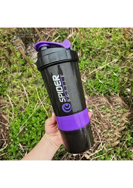 Siyah 550 ml Shaker Protein Tozu Şişesi Sallama Fincan Büyük Kapasiteli Su Şişesi Seyahat Plaj Karıştırma Fincan Fitness Salonu Egzersiz Şişeleri (Yurt Dışından) modelleri