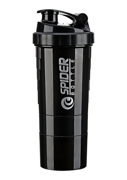 Siyah 500ML Plastik Su Şişesi Protein Tozu Shake Bardağı Büyük Kapasiteli Karıştırma Kabı Taşınabilir Fitness Egzersiz Sallama Bardağı Bahar Fincan (Yurt Dışından)