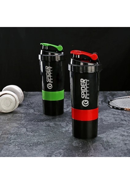Siyah 500ML Plastik Su Şişesi Protein Tozu Shake Bardağı Büyük Kapasiteli Karıştırma Kabı Taşınabilir Fitness Egzersiz Sallama Bardağı Bahar Fincan (Yurt Dışından) modelleri