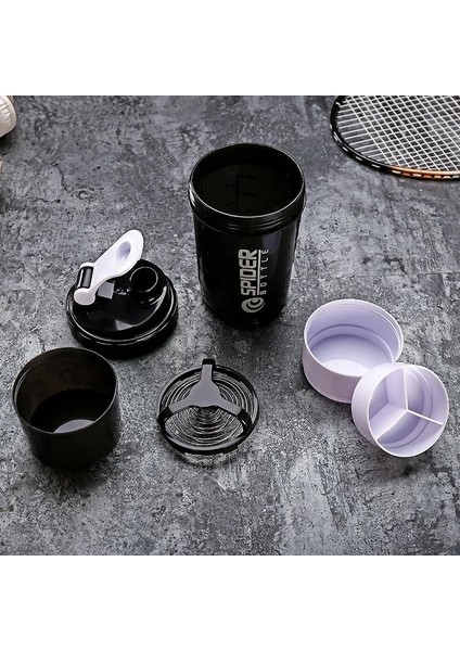 Siyah 500ML Plastik Su Şişesi Protein Tozu Shake Bardağı Büyük Kapasiteli Karıştırma Kabı Taşınabilir Fitness Egzersiz Sallama Bardağı Bahar Fincan (Yurt Dışından) fırsatları
