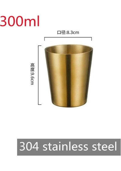 GOLD-002 300ML 300ML Çift Katmanlı Su Bardağı Ev Yemek Drinkware Kupalar 304 Paslanmaz Çelik Bira Bardağı Altın Şerit Kahve Kulplu Kupalar Tazas (Yurt Dışından)