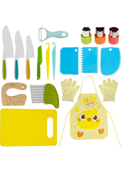 19 Adet 18 Adet Çocuk Mutfak Kesici Seti Ahşap Yürümeye Başlayan Güvenlik Kesiciler Yeniden Kullanılabilir Meyve Sebze Kesici Seti Tırtıklı Kesme Kenarları (Yurt Dışından)