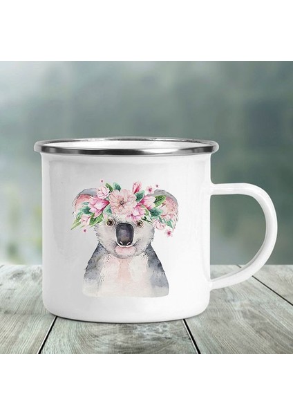 XH1987-A015WH-8 Sevimli Hayvan Mektup Baskı Kupalar Yaratıcı Cam Kahve Çay Bardağı Içecekler Tatlı Kahvaltı Süt Kupası Emaye Kupalar Kolu Drinkware Hediyeler (Yurt Dışından)