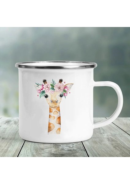 XH1987-A015WH-8 Sevimli Hayvan Mektup Baskı Kupalar Yaratıcı Cam Kahve Çay Bardağı Içecekler Tatlı Kahvaltı Süt Kupası Emaye Kupalar Kolu Drinkware Hediyeler (Yurt Dışından)