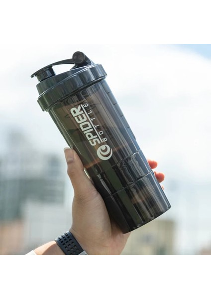 Kırmızı 3 Katlı Shaker Protein Şişesi Toz Shake Kupası Büyük Kapasiteli Su Şişesi Plastik Karıştırma Kabı Vücut Geliştirme Su Şişesi (Yurt Dışından) fiyatları
