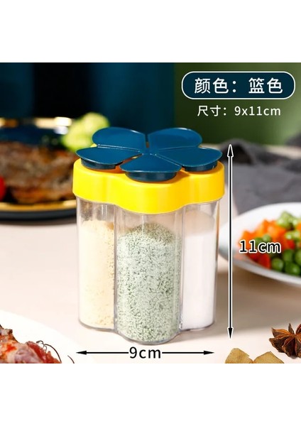 Mavi 5 In 1 Çok Fonksiyonlu Flap Baharat Kabı Açık Kamp Baharat Kavanoz Plastik Baharat Şişesi Mutfak Alet Setleri (Yurt Dışından)