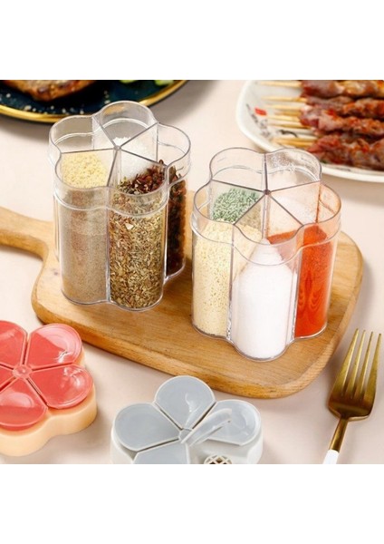 Mavi 5 In 1 Çok Fonksiyonlu Flap Baharat Kabı Açık Kamp Baharat Kavanoz Plastik Baharat Şişesi Mutfak Alet Setleri (Yurt Dışından)