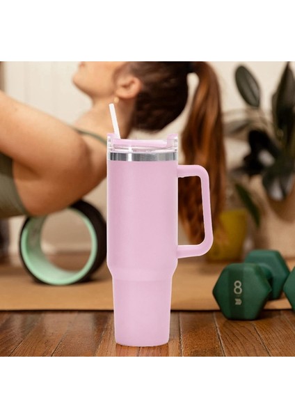 Pembe 401-500 ml 1 Adet 40 Oz Tumbler Saplı Paslanmaz Çelik Yalıtımlı Bardak Sıcak ve Soğuk Içecekler Için Seyahat Kahve Kupa (Yurt Dışından) modelleri