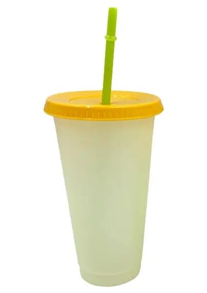 Sarı 700 ml Yeniden Kullanılabilir Pp Saman Bardak Su Şişesi Bardak Saman Rengi Değişen Içme Bardağı Su Şişesi Bardak Saman Kupa Drinkware (Yurt Dışından)
