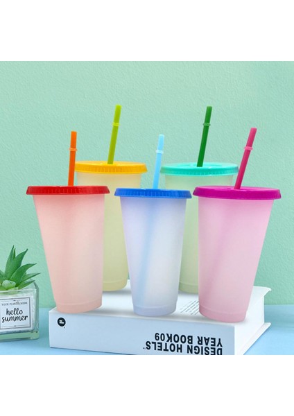 Sarı 700 ml Yeniden Kullanılabilir Pp Saman Bardak Su Şişesi Bardak Saman Rengi Değişen Içme Bardağı Su Şişesi Bardak Saman Kupa Drinkware (Yurt Dışından) modelleri