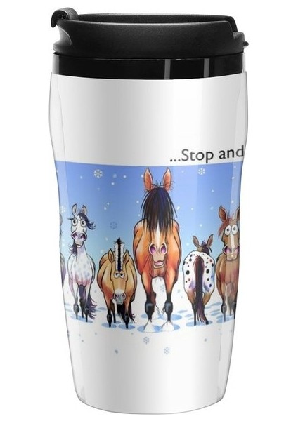 250ML At Fergus: "hayat Kısa... Durun ve Atları Koklayın" Seyahat Kahve Kupa Bardak Kahve Kahve Aksesuarı Kelebek Fincan (Yurt Dışından)