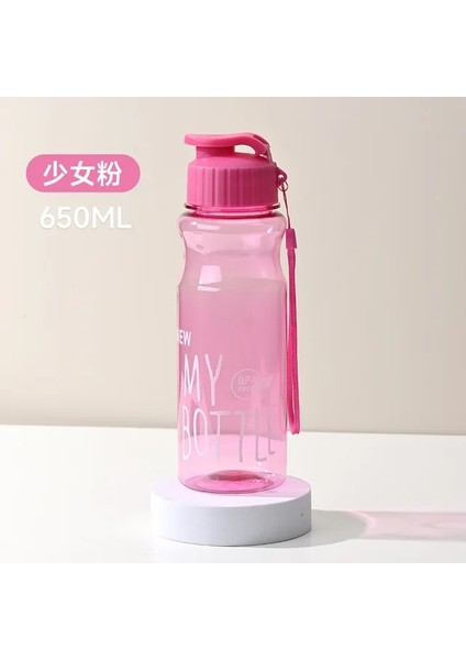 Erik Pembe 650ML 650ML Su Bardağı Spor Su Şişesi Açık Taşınabilir Su Bardağı Gıda Sınıfı Plastik Bardak Su Şişesi Çocuklar Için Içme Şişesi (Yurt Dışından)