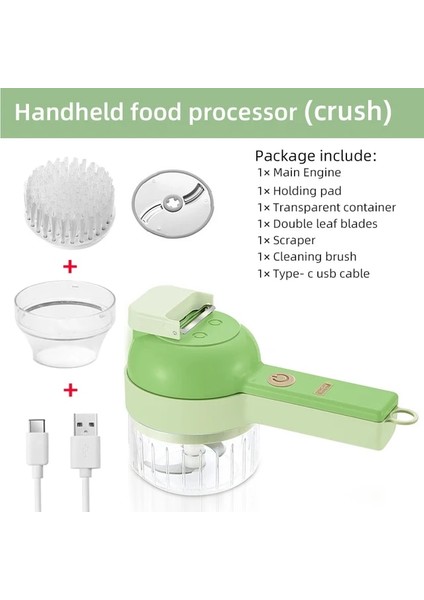 Yükseltme Kesici El Elektrikli Sebze Kesici Seti Mutfak Çok Fonksiyonlu Sarımsak Kıyıcı Kıyma Makinesi USB Şarj ile Gıda Ezici Dilimleme (Yurt Dışından)