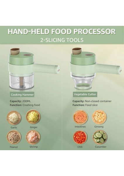 Yükseltme Kesici El Elektrikli Sebze Kesici Seti Mutfak Çok Fonksiyonlu Sarımsak Kıyıcı Kıyma Makinesi USB Şarj ile Gıda Ezici Dilimleme (Yurt Dışından) modelleri