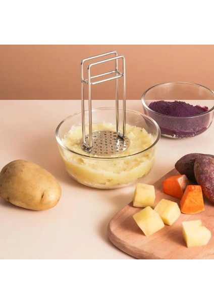 Gösterildiği Gibi1 Basit Patates Kırıcı Taşınabilir Patates Püresi Makinesi Etkili Mutfak Aletleri Sıkılmış Patates Ezici Tamamlayıcı Gıda Yapın (Yurt Dışından)